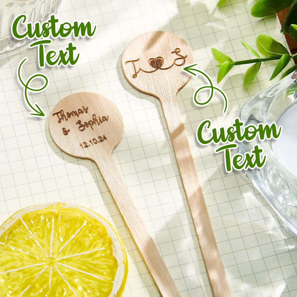 Personalized Engraved Wood Cocktail Stirrers Wedding Drink Sticks