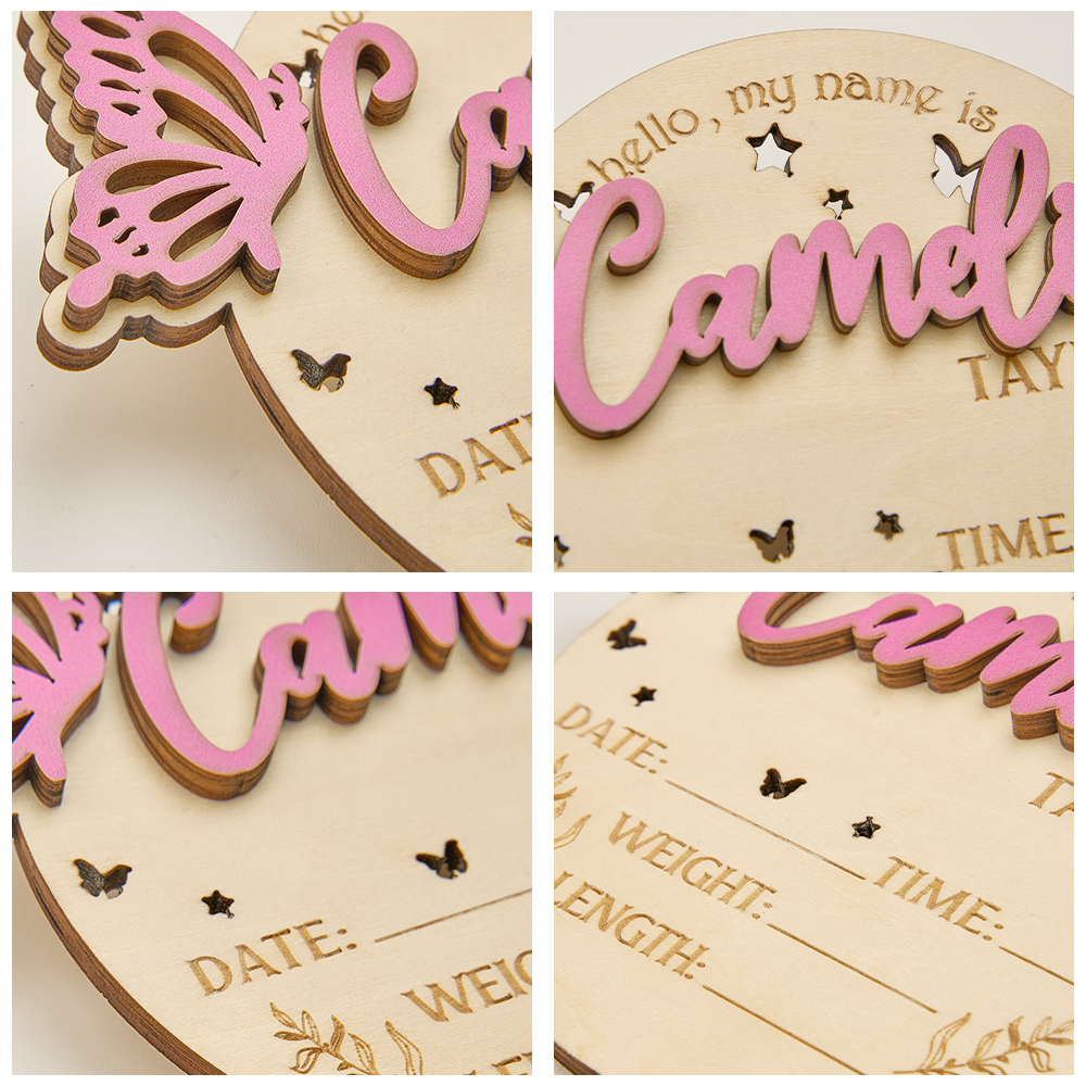 Personalized Butterfly Birth Announcement Sign Photo Prop Baby Shower Gift for Baby New Parents