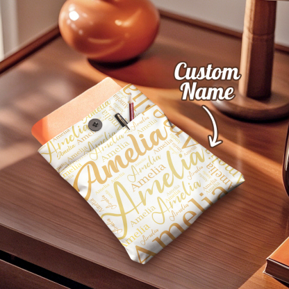 Personalized Name Book Cover with Pocket Book Cover Protector Gift for Book Lover