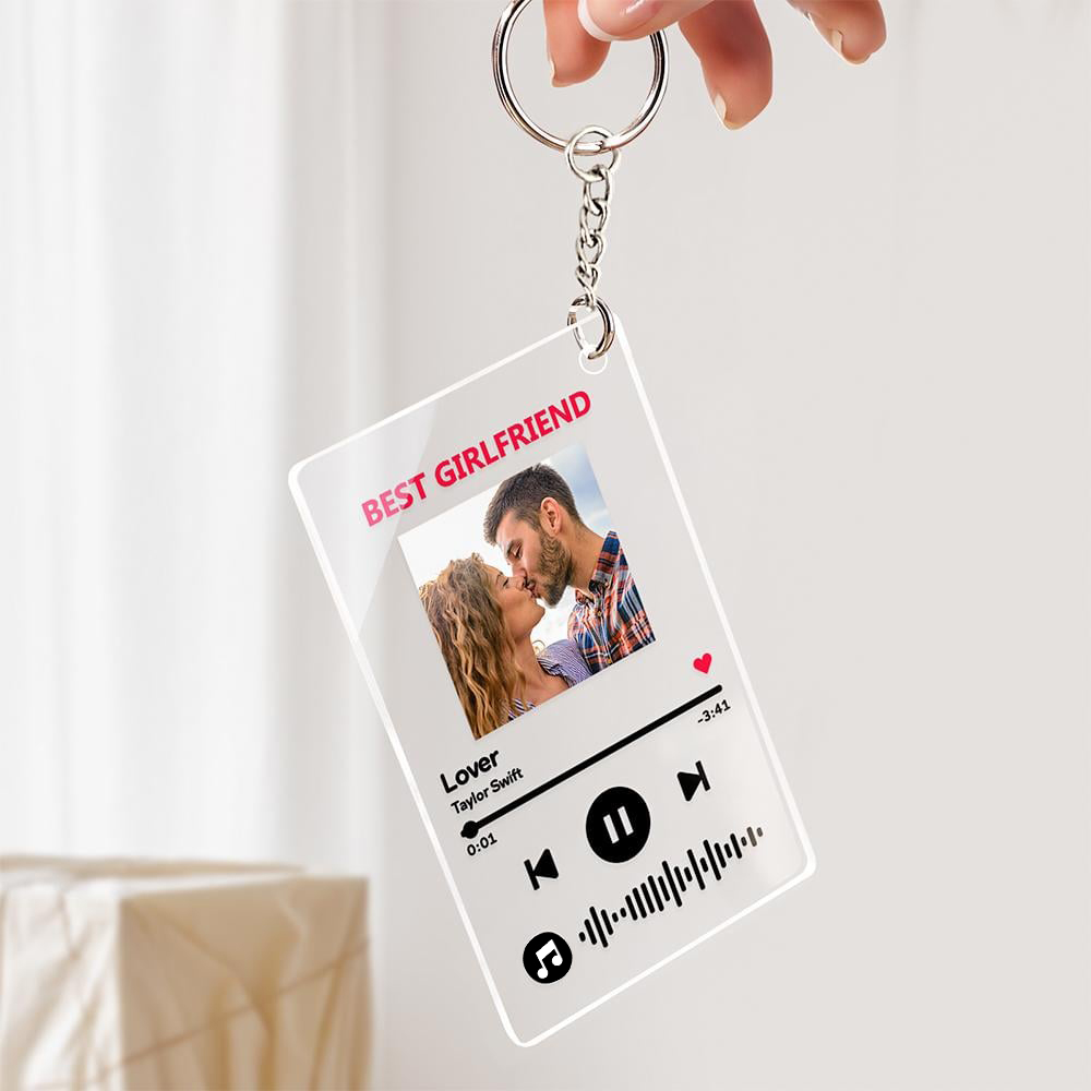 Custom Photo Keychain Music Code Plaque Scannable Music Personalized Acrylic NightLight BestGirfriend Gift