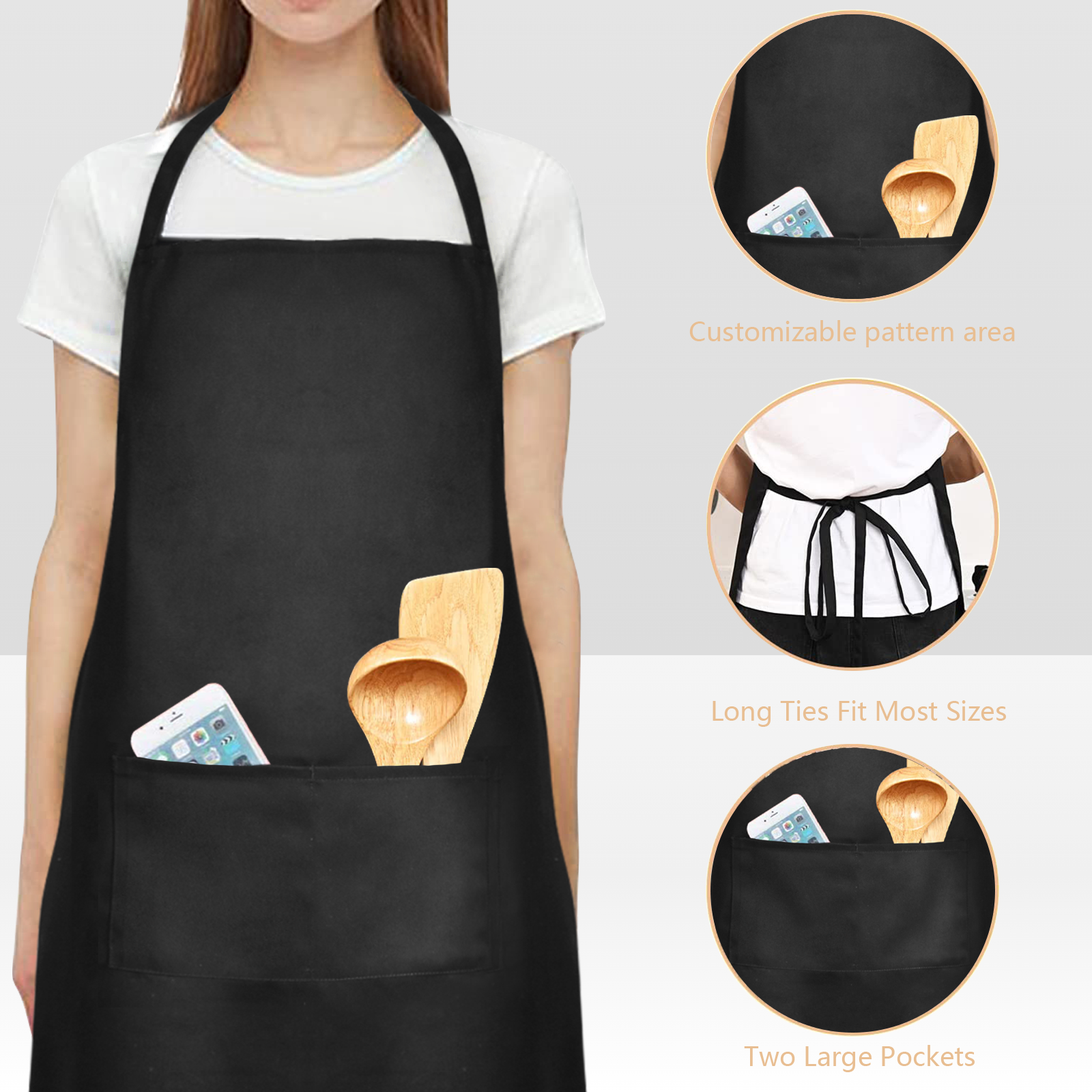 Custom Women’s Waterproof Heat Transfer Apron – Personalized Kitchen Apron with Design & Name