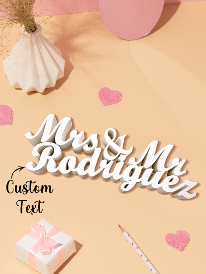 Personalized 3D Print Last Name Sign Custom Wedding Family Name Sign Wedding Tabletop Centerpieces for Wedding and Home