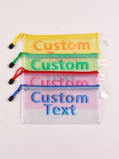 Personalized Wedding Stationery Zipper Bag - Custom Text Design