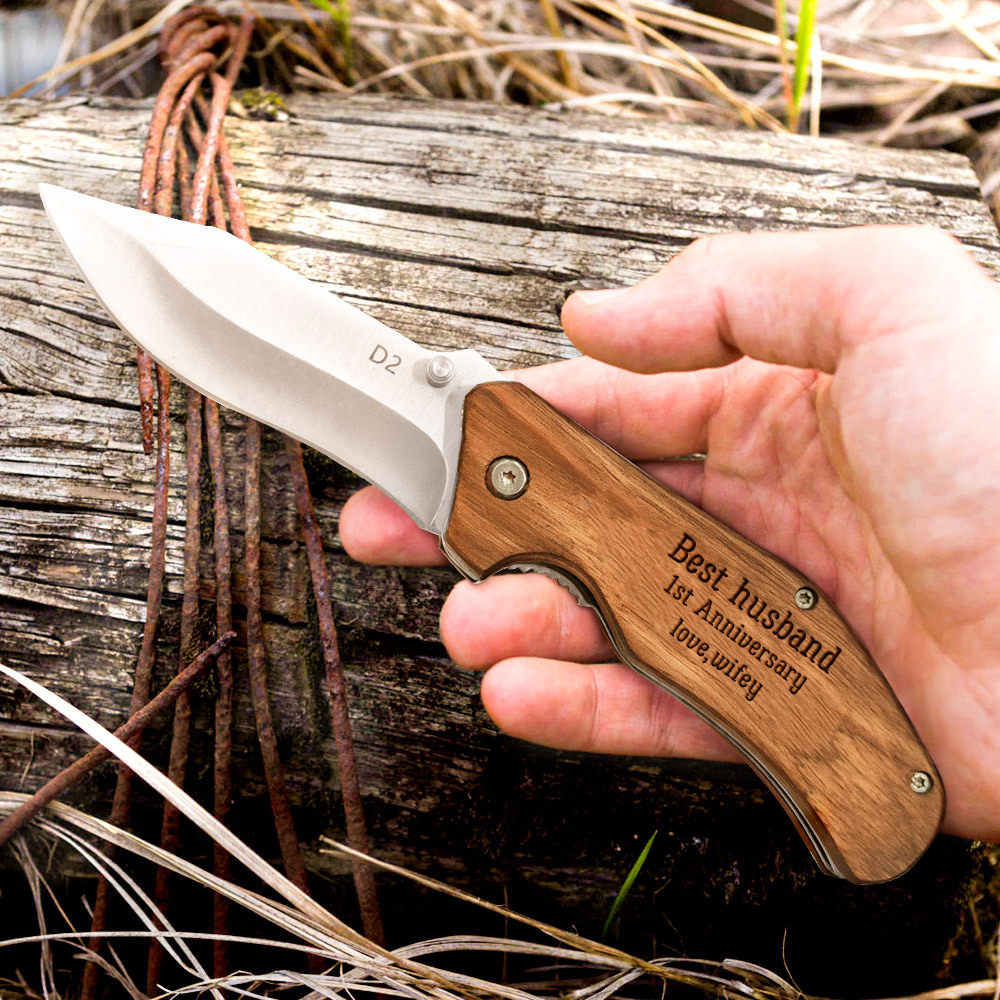 Custom Engraved Pocket Knife Best Husband Stainless Steel Folding Knife