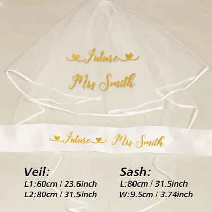 Personalized Bride Veil Sash Set Bride to be Veil Hen Party Accessories