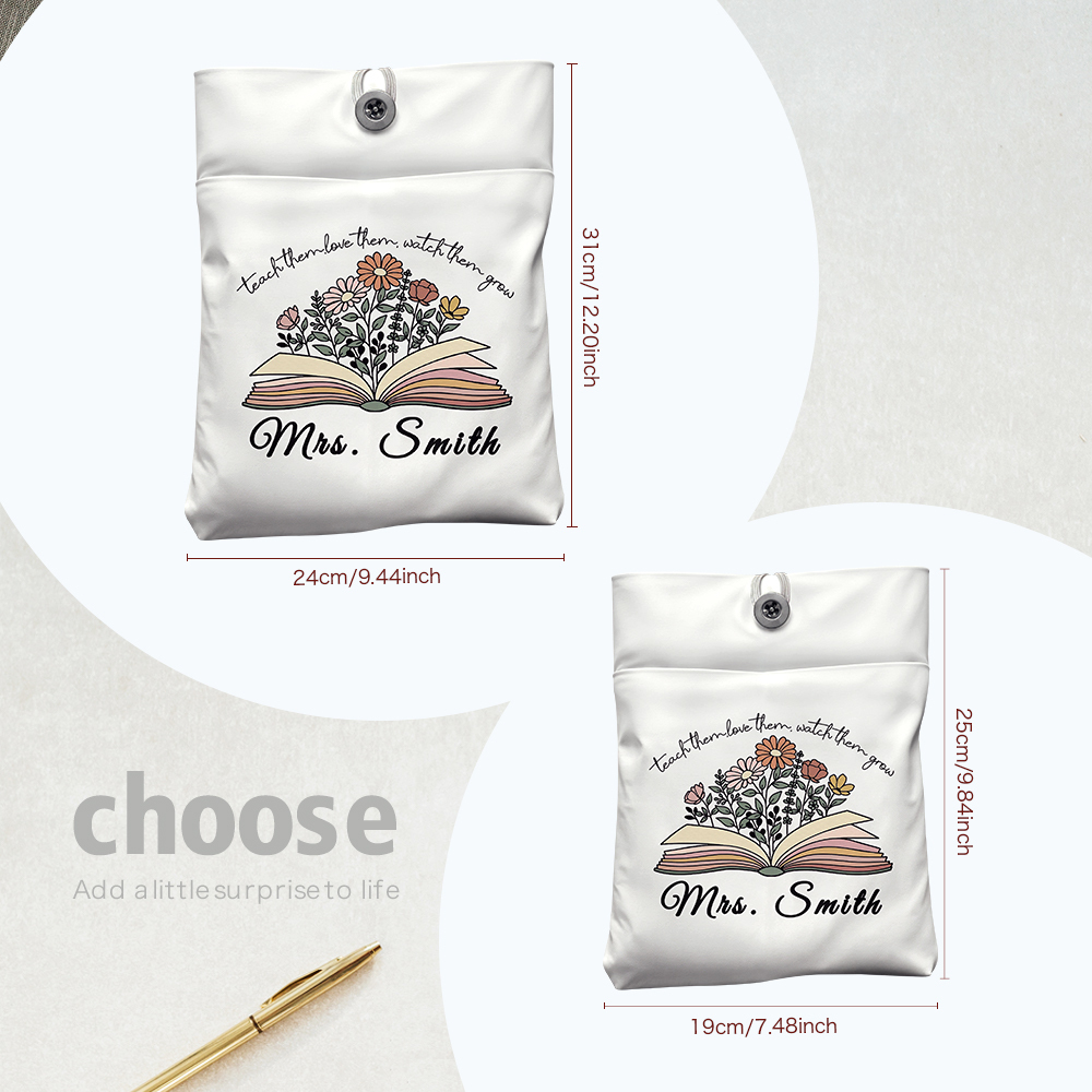 Personalized Flowers Book Cover with Pocket Book Cover Protector Appreciation Gift for Teacher