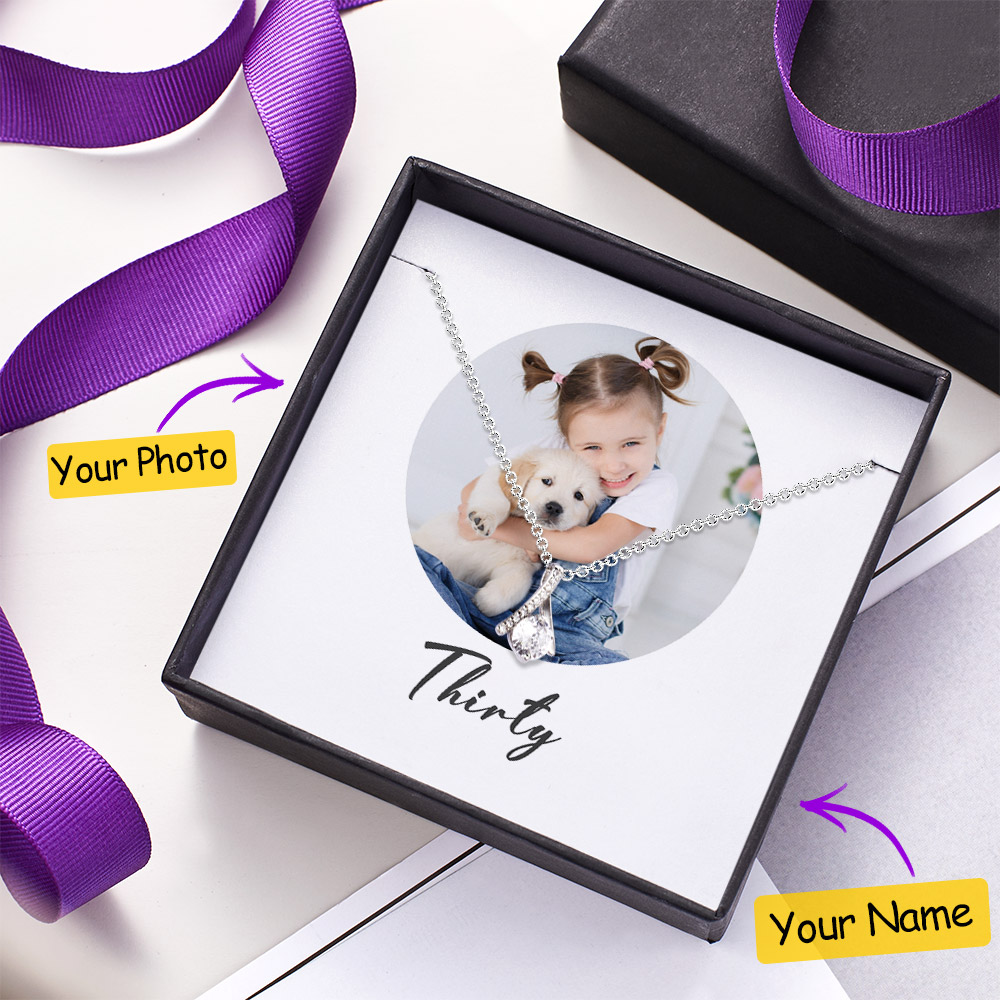 Personalized Photo and Age Message Card with Necklace Best Birthday Gift for Women