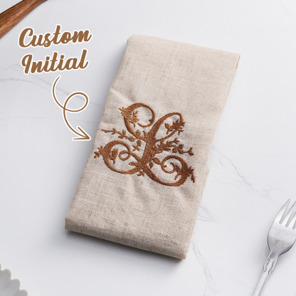 Personalized Linen Napkin with Embroidered Monogram Napkin Wedding Gift for Her