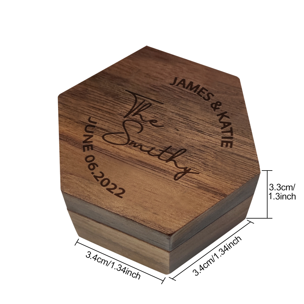 Six styles of Customized Hexagon Wooden Jewelry Box Wedding Ring Box
