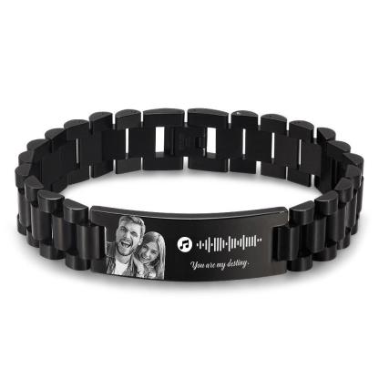 Personalized Music Code Bracelet with Your Photo Perfect Gift for Couple for Anniversary