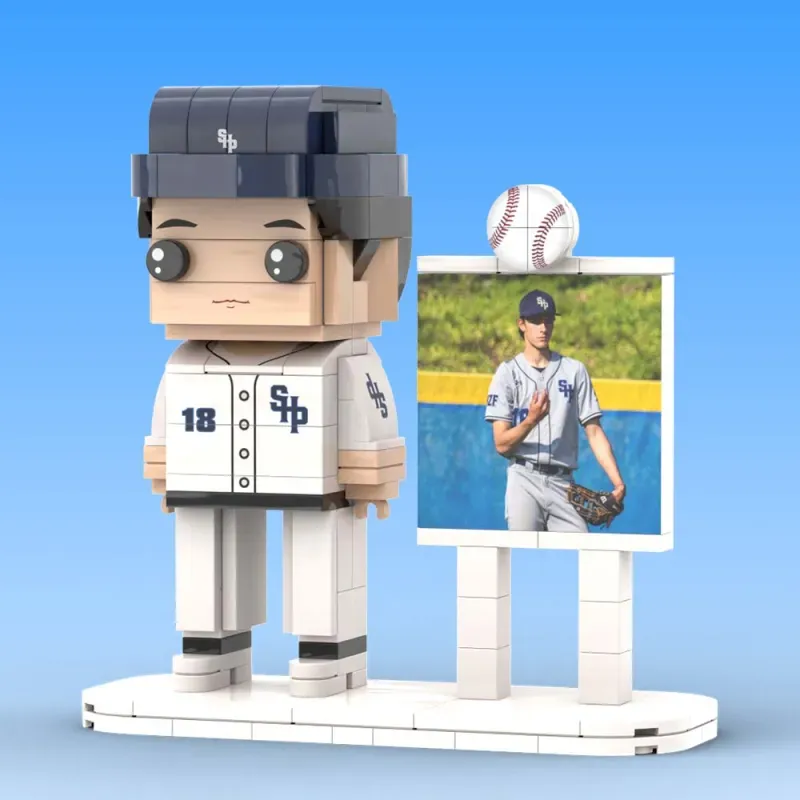 Full Body Customized 1 Person Brick Figures with Photo Baseball Theme Gift Birthday Gift Valentines Gift Father's Day Gift for Ballplayer