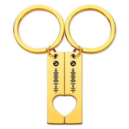Best Gift For Friend 2 Personalized Music Code Keychain | Heart Cut Out Keychain