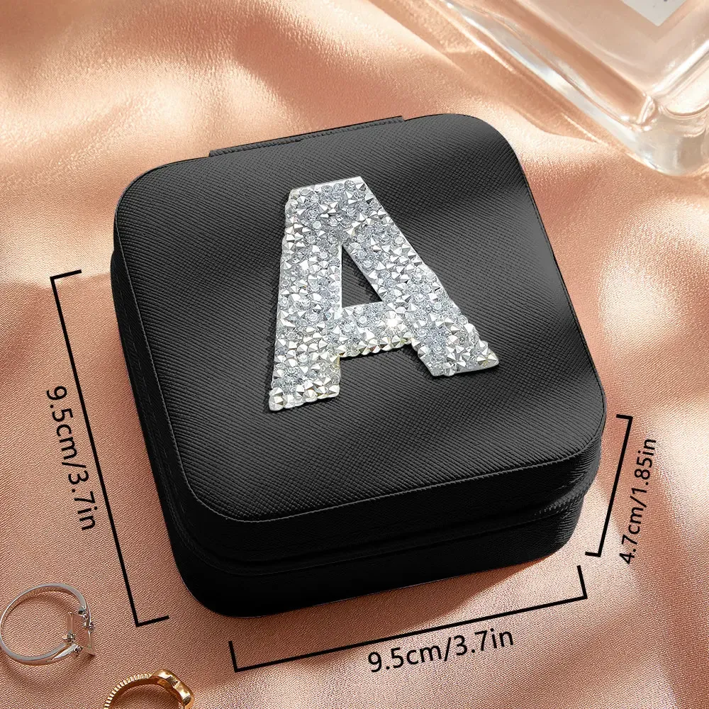 Personalized Jewelry Box with Glitter Letter Bridesmaid Gift for Her
