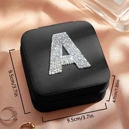 Personalized Jewelry Box with Glitter Letter Bridesmaid Gift for Her