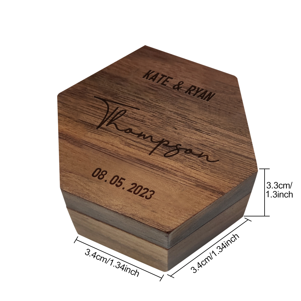 Six styles of Customized Hexagon Wooden Jewelry Box Wedding Ring Box