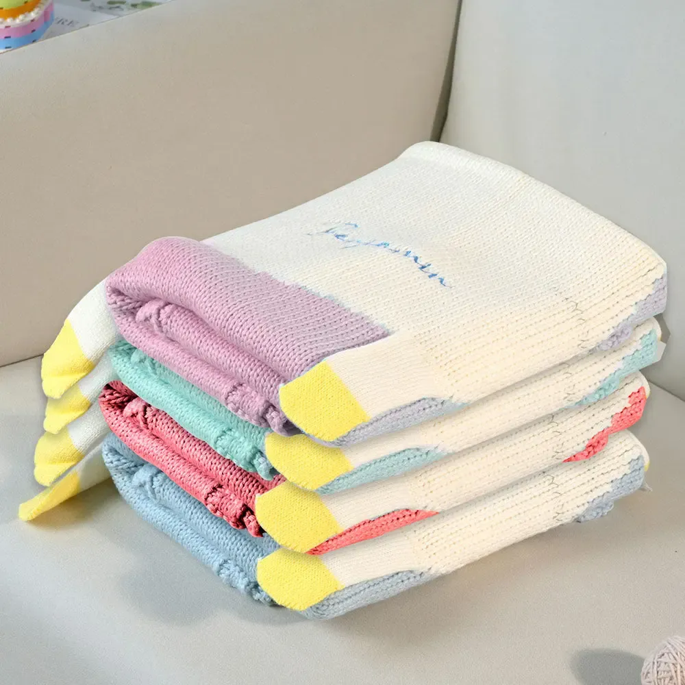 Personalized Knitted Blanket Unicorn Blanket with Embroidered Name Gift for Baby