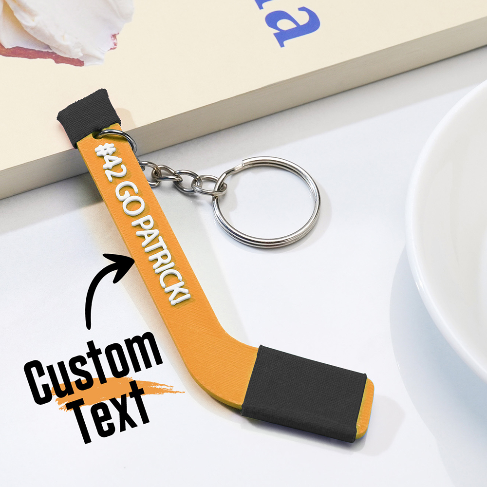Personalized 3D Printing Tiny Hockey Coach Stick Keepsake Keychain Gift for Hockey Lover