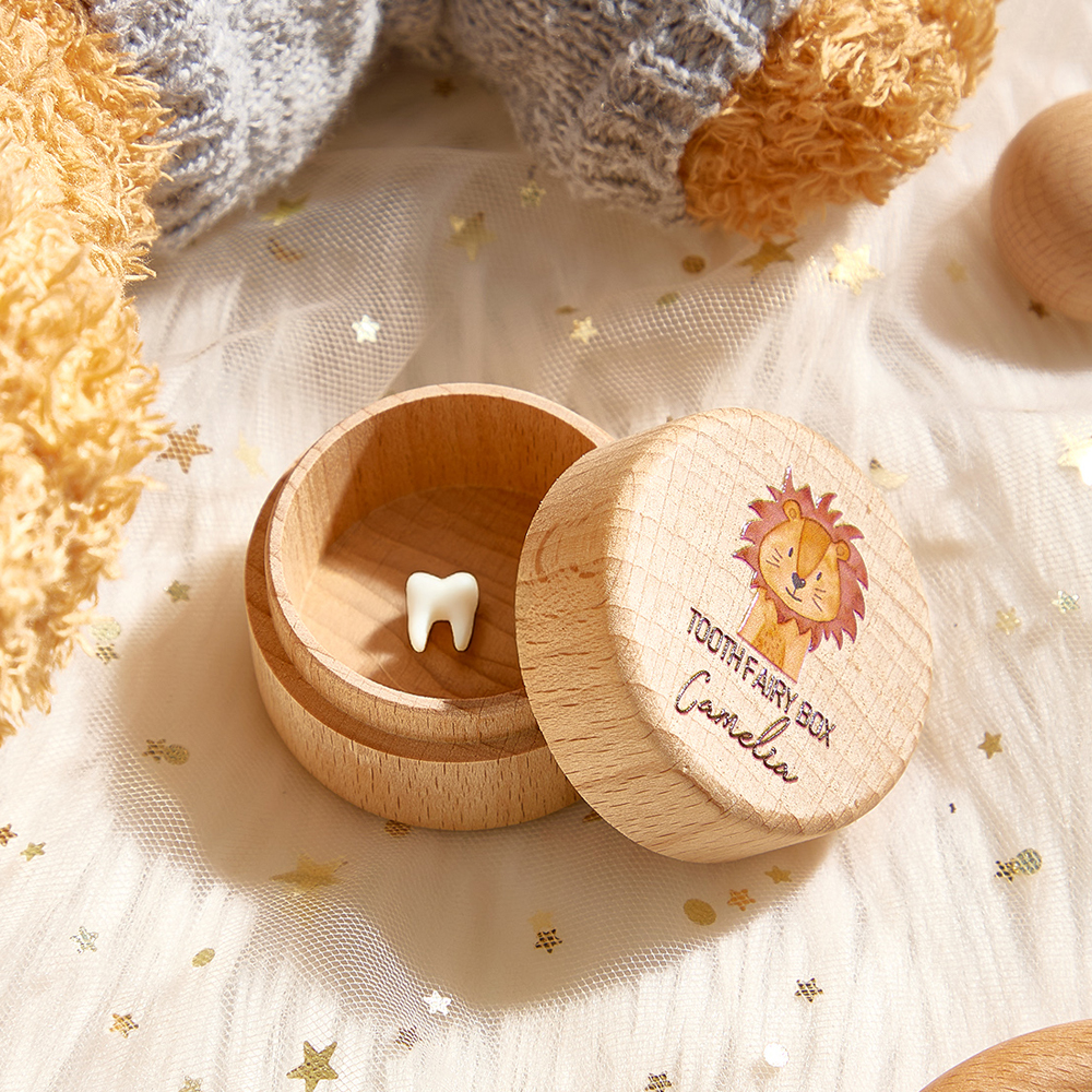 Personalized Wooden Tooth Box with Engraved Name Tooth Fairy Keepsake Gift for Kids