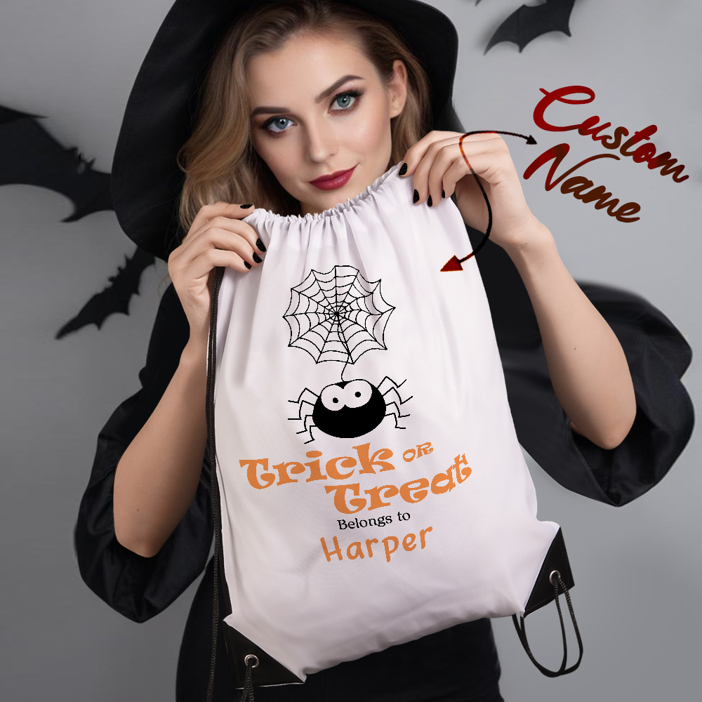 Custom Engraved Halloween-Themed Drawstring Bags for Trick-or-Treating and Festive Fun