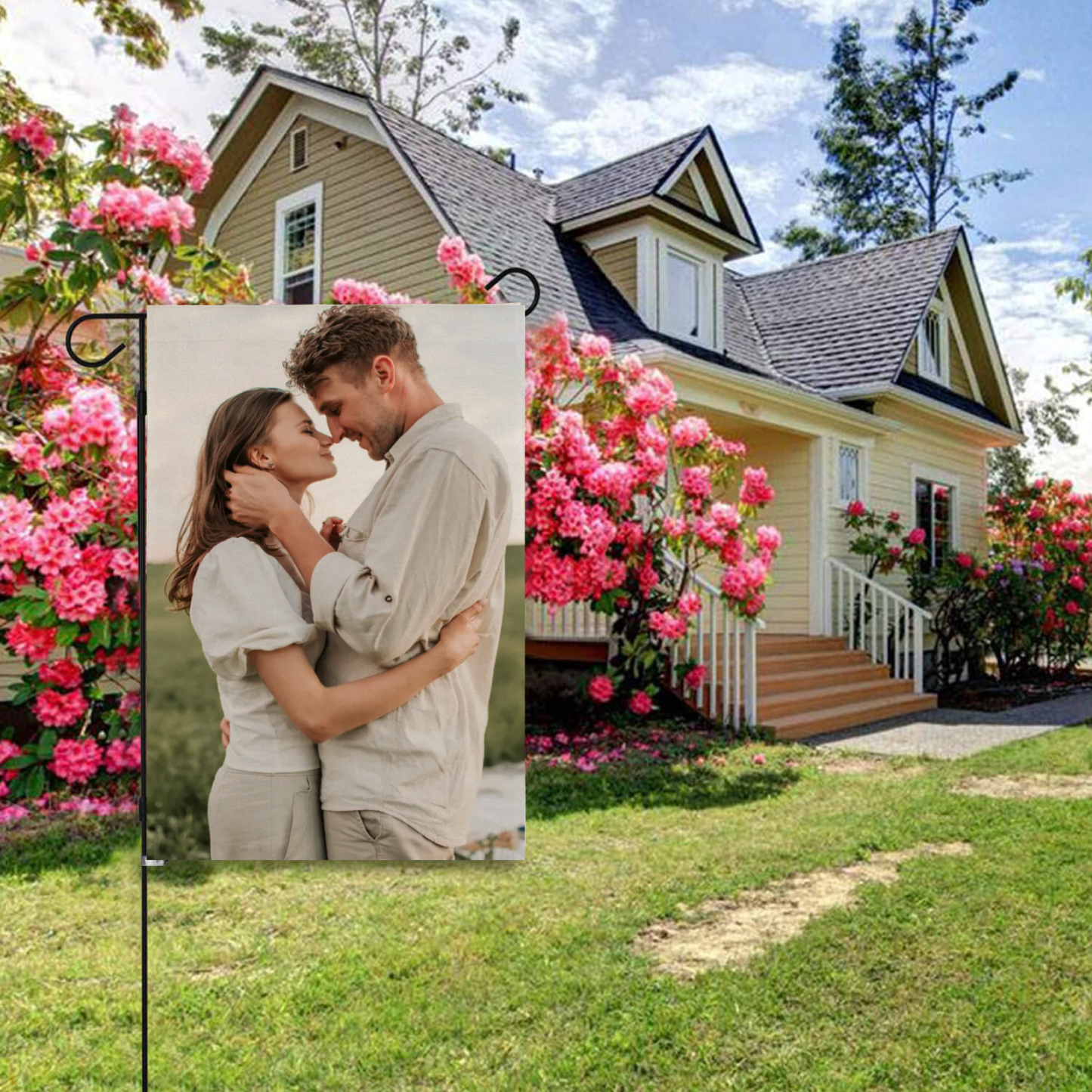 Double-Sided Custom Linen Garden Flag – Personalized Yard Banner