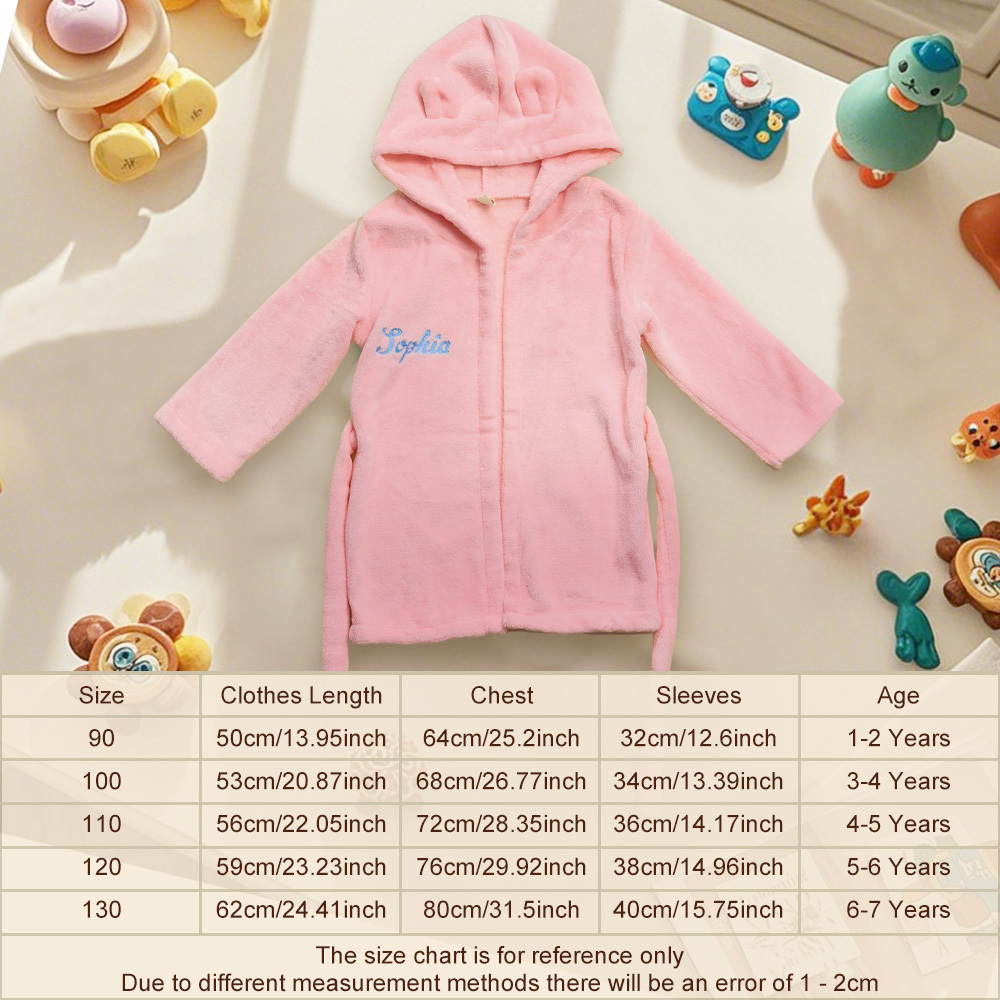 Personalized Baby Sleepwear with Embroidery Name Bear Ears Dressing Gown Gift for Kid