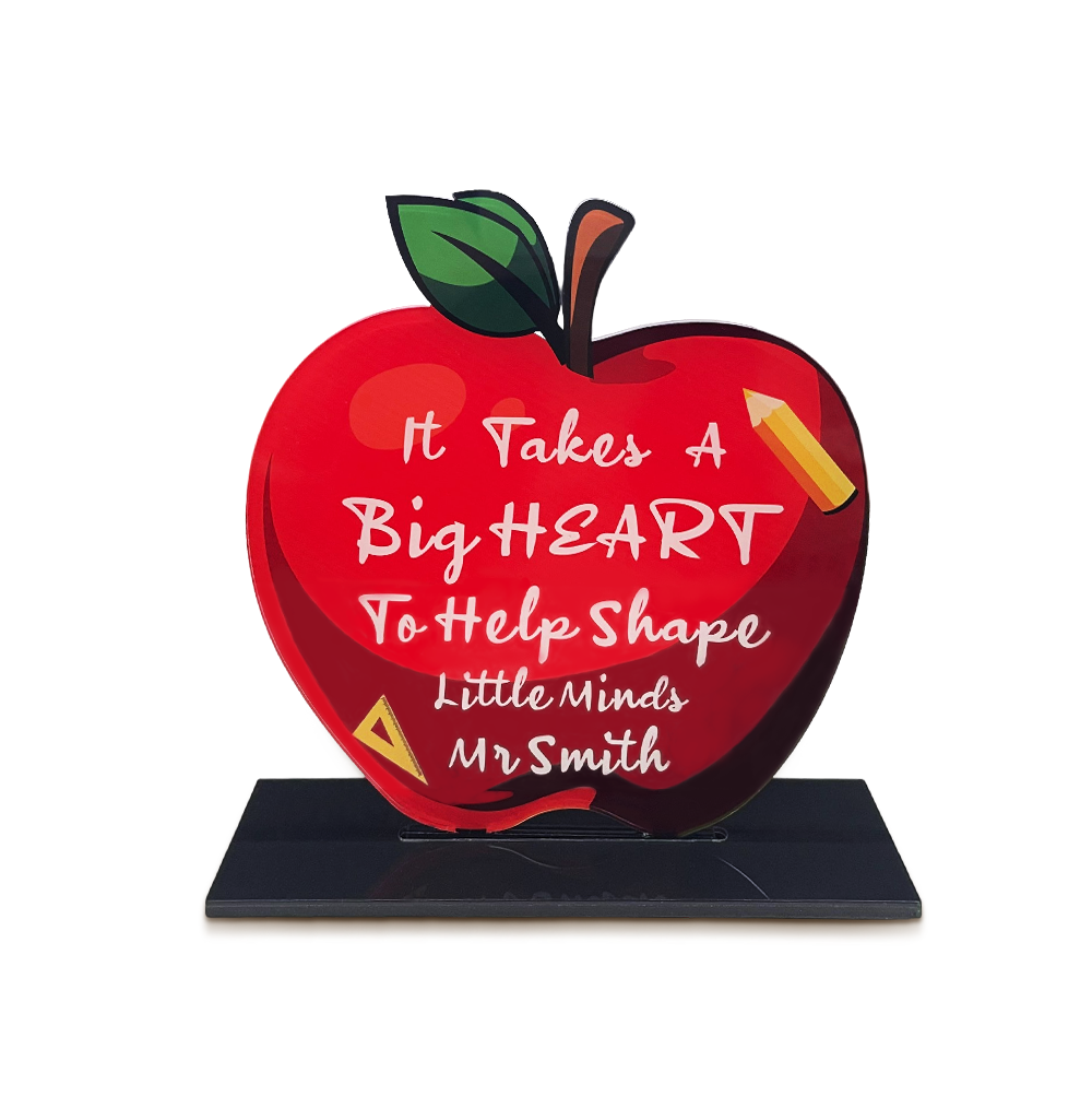 Custom Apple Teacher Desk Sign Teacher Appreciation Acrylic Plaque