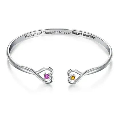 Custom Double Birthstone Mother & Daughter Bracelet Romantic Couple Gift