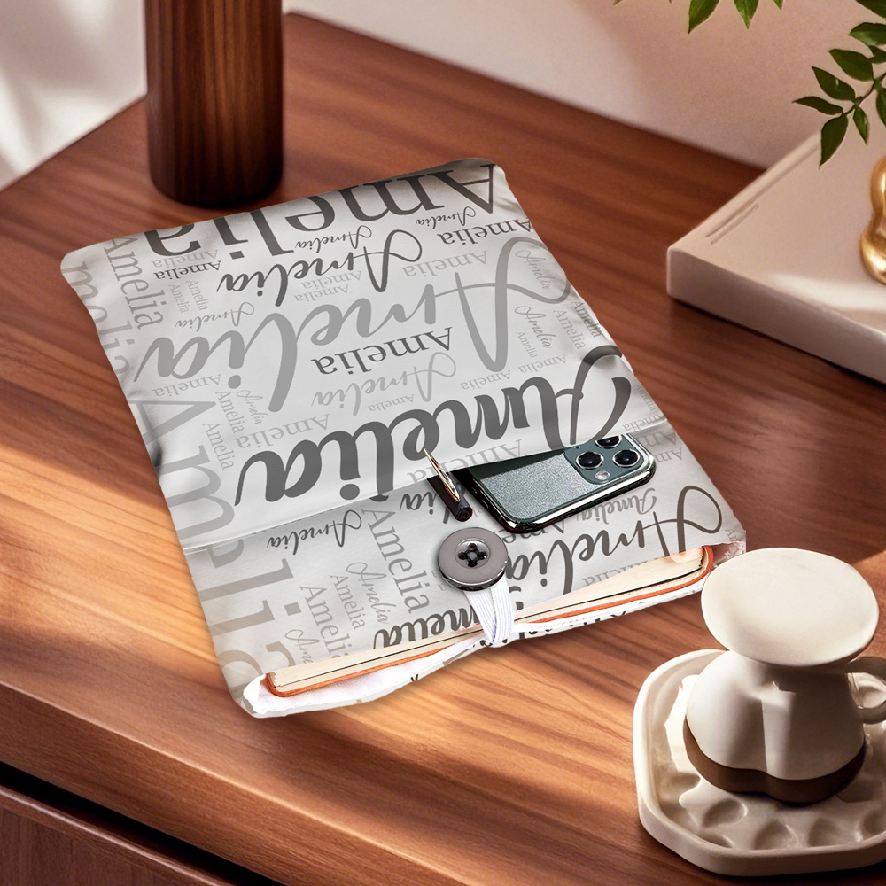 Personalized Name Book Cover with Pocket Book Cover Protector Gift for Book Lover