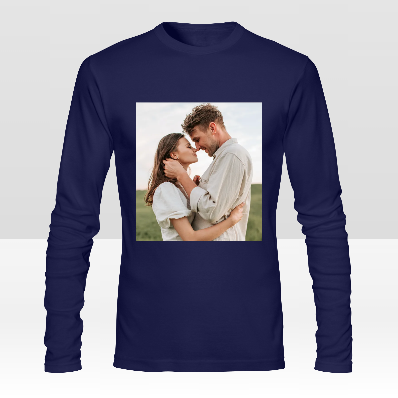 Custom Double-Sided Men's Long Sleeve T-Shirt Personalized All-Over Print Tee with Your Design