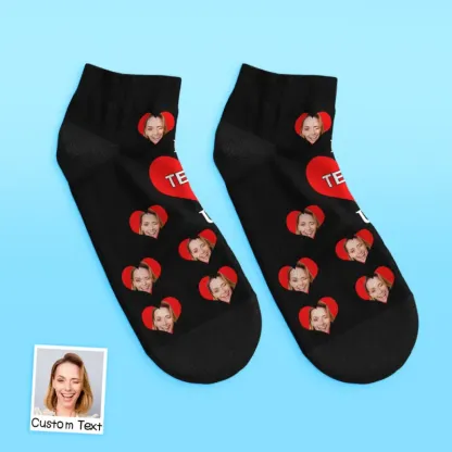 Custom Face Low Cut Ankle Socks – A Heartfelt "I Love U Mom" Gift for Every Occasion