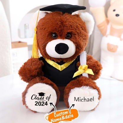 Personalized Bear Toy with Your Name and Graduation Date Celebrate Graduation Gifts