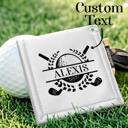 Personalized PU Leather Absorb Water Golf Towel with Golf Tees Retractable Clip Gift for Golf Lovers