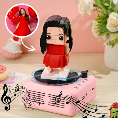 Customizable 1 Person Full Body Custom Brick Figures with Bluetooth Speaker Base Can Play Music Anniversary Gift