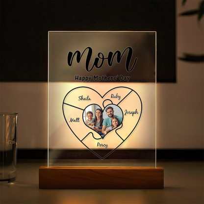 Engraved Name Plaque For Mother's Day Custom Photo Keychain Best NightLight Gift For Mom