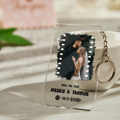 Custom Photo Music Plaque Personalized Glass Keychain Gift Foe Lover