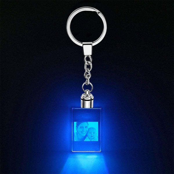 Personalized Photo Rectangle Crystal Keychain With LED Light