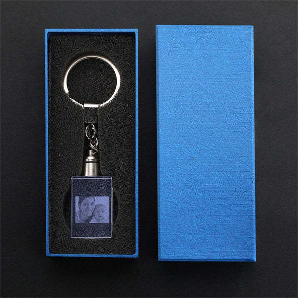 Personalized Photo Rectangle Crystal Keychain With LED Light