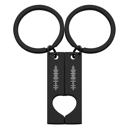 Custom Engraved Stainless Steel Scannable Music Code Couple Keychains