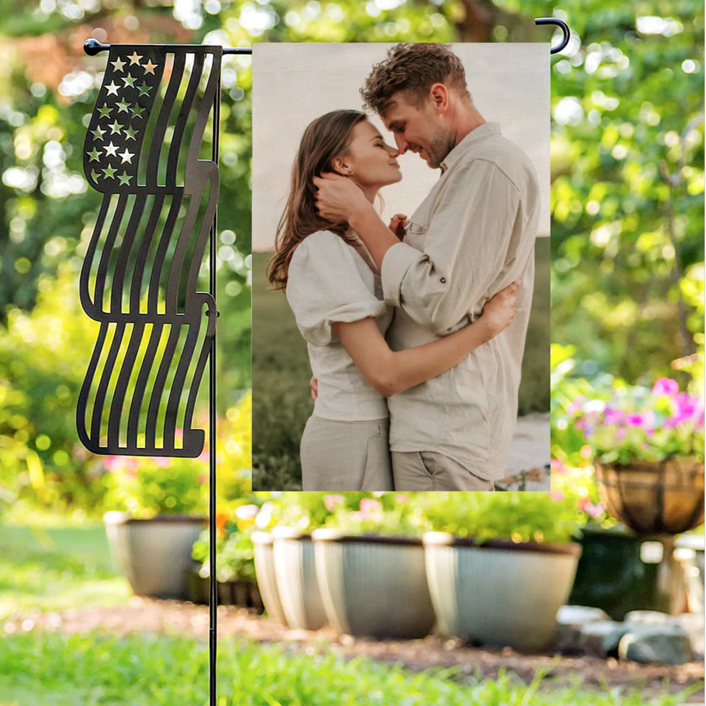 Double-Sided Custom Linen Garden Flag – Personalized Yard Banner