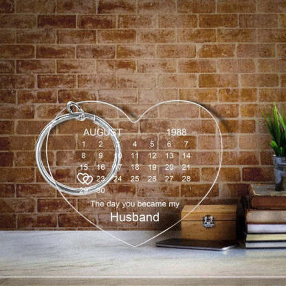 Personalized Calendar Keychain The Day You Became My Special One Keyring