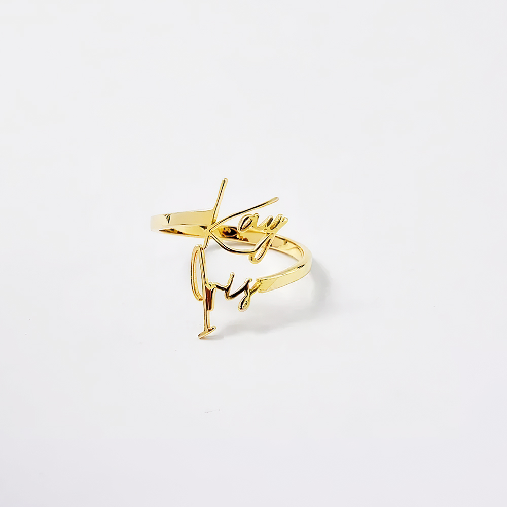 Personalized Two Names Ring Double Name Open Ring S925 Silver