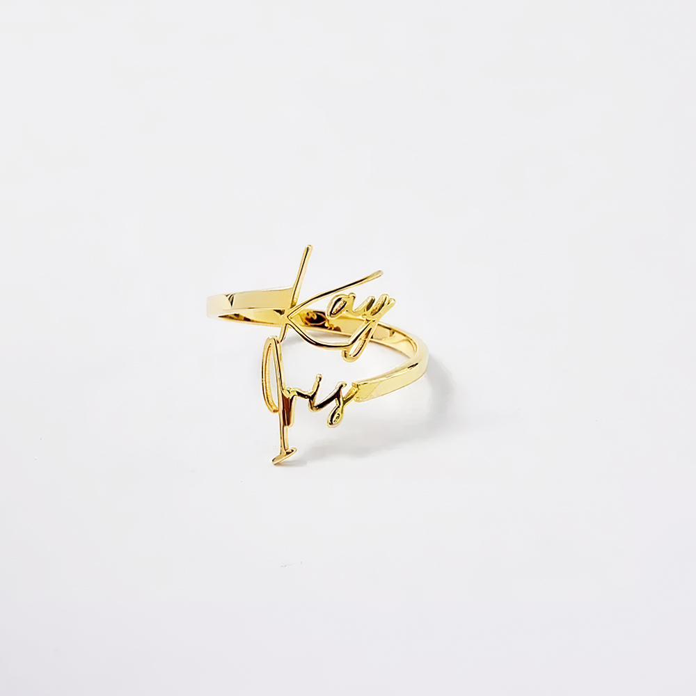 Personalized Two Names Ring Double Name Open Ring S925 Silver