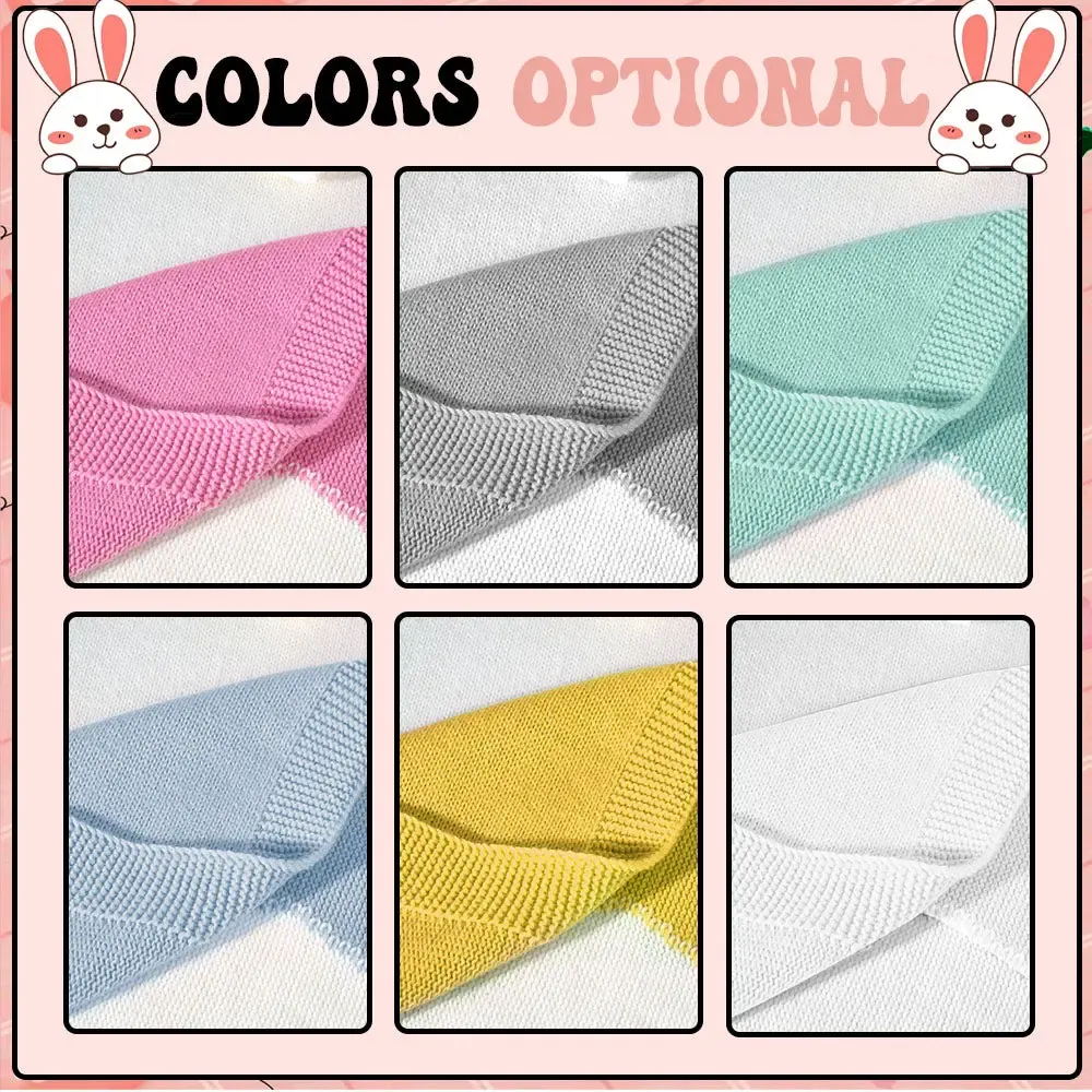 Personalized Knitted Blanket Bunny Blanket with Embroidered Name Gift for Baby