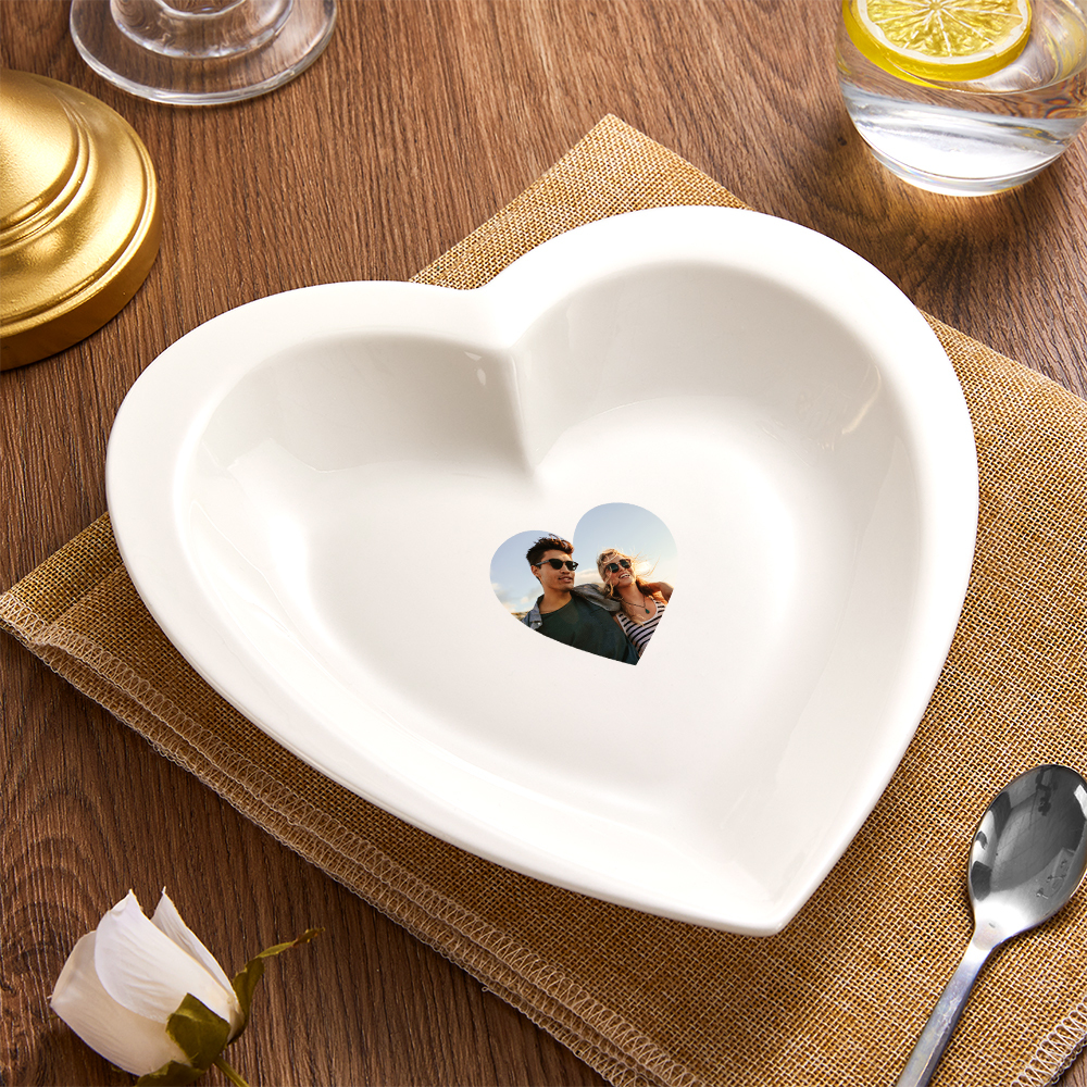 Personalized Heart Shaped Plate Ceramics Dinner Plate with Picture