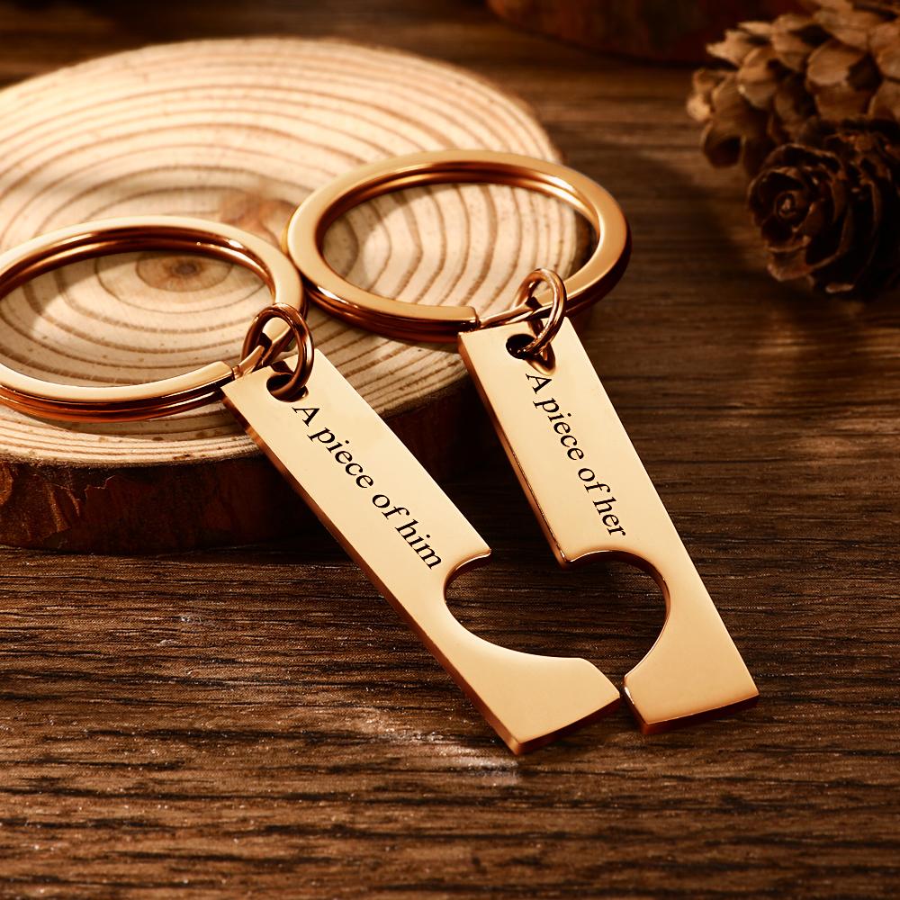 Custom Engraved Text Stainless Steel Couples Keychains