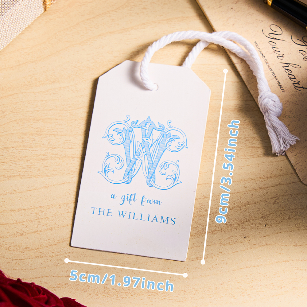 Personalized Monogram Gift Tags with Strings for Wedding Gifts