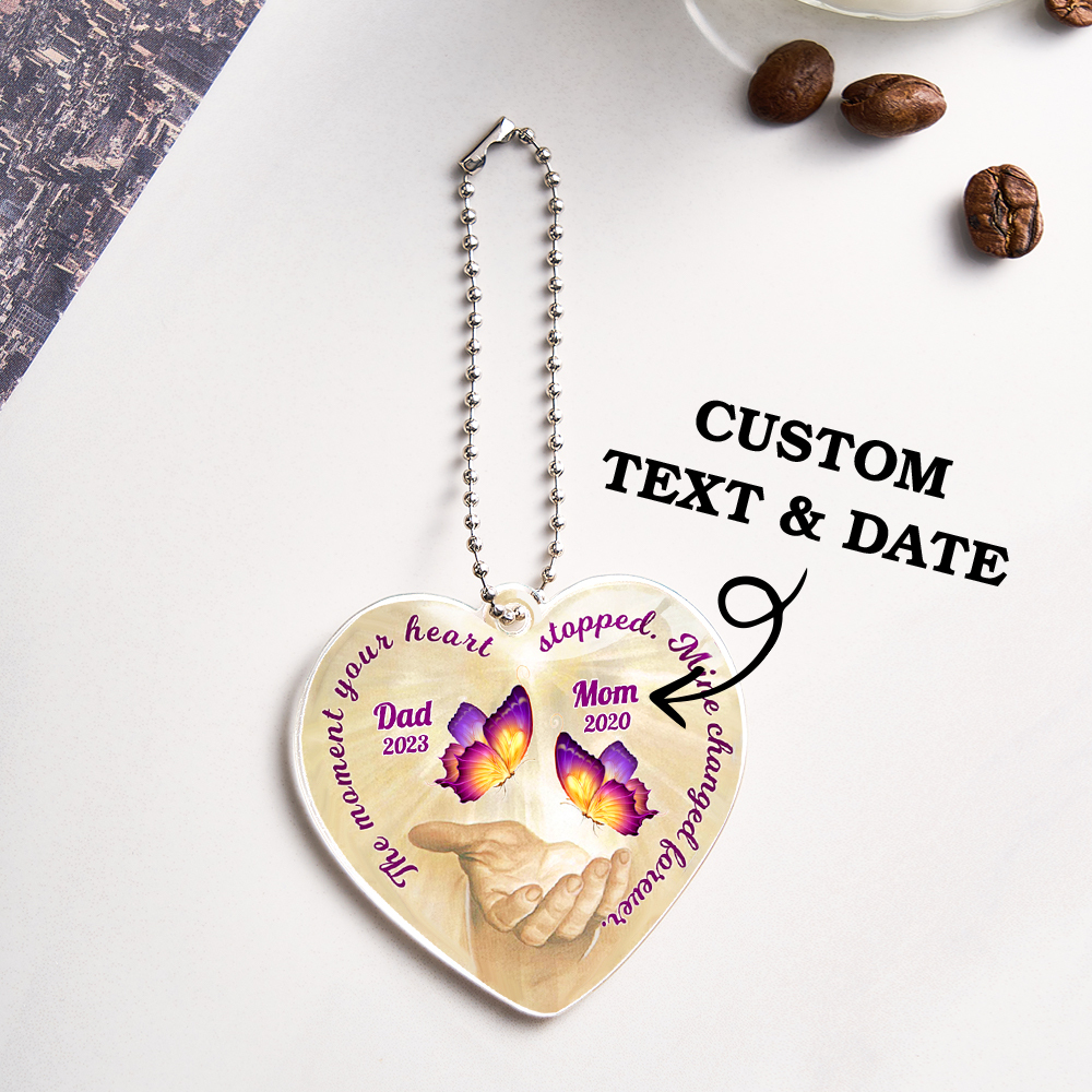 Personalized Butterfly Car Ornament with Name Heart Memorial Ornament Gift