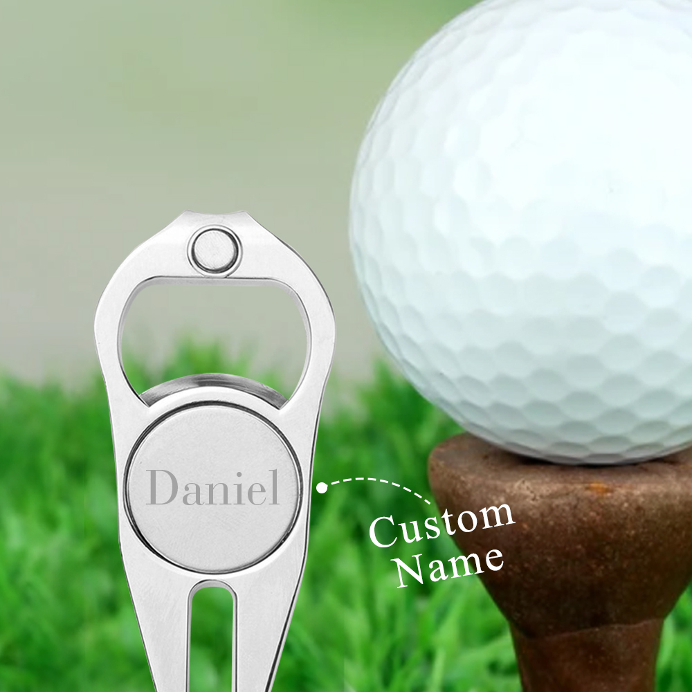 Custom Name Golf Ball Marker Personalized Bottle Opener Multipurpose Golf Fork Ball Marker