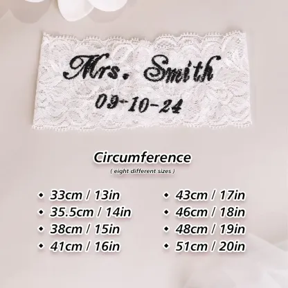 Personalized Wedding Garters Embroidered Bride Keepsake Gift for Bride