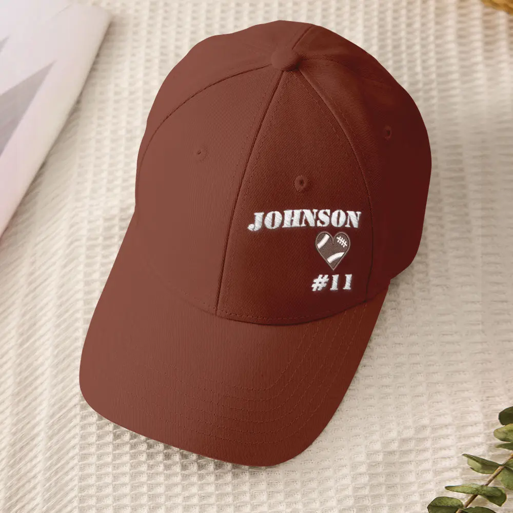 Personalized Football Team Caps Baseball Hats Game Day Gift Idea for Teammates and Sports Fans Back to School Gift